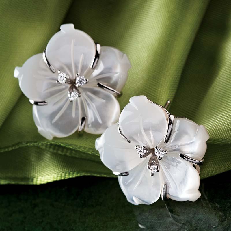 Mother of Pearl Hibiscus Earrings